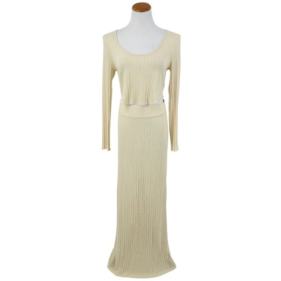 NWOT Free People Knit Co-Ord Top Maxi Skirt Set • Coastal Soft Girl Minimalist L - Picture 14 of 16